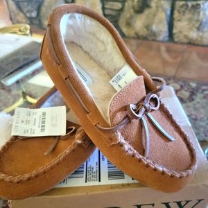 J.CREW NWT K4 Brown Leather Moc Slippers